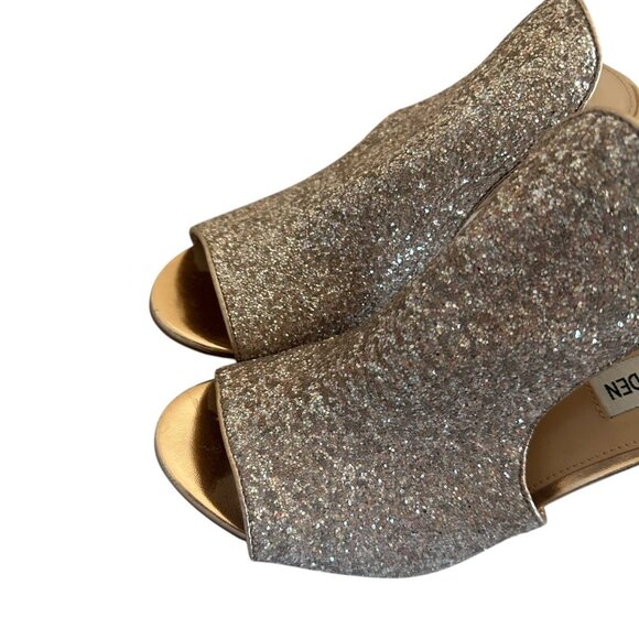 Steve Madden Sinful Pink Glitter Heels Open Toe Sandals Slides Size 7.5 Women's - Picture 3 of 10